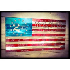 30" Decorative Metal Art - 2nd Amendment Flag In Red-White-Blue