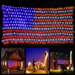 6.5ft X 3.3ft American Flag Net Light - 420 Red, White & Blue LEDs - Waterproof