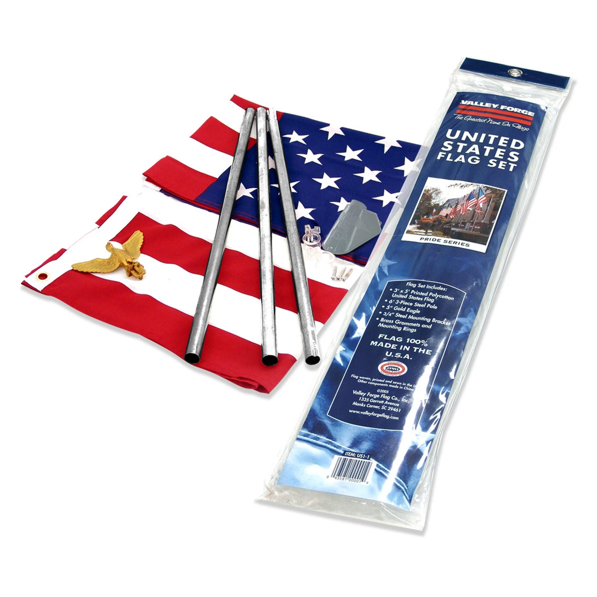 Valley Forge 6ft Silver Residential Flag Kit W/ 3' X 5' US Flag 4 Valley Forge 6ft Silver Residential Flag Kit W/ 3' X 5' US Flag - Image 4