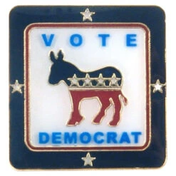 Vote Democrat Square Pin - Single - 1" X 1"