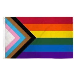 Progress Pride Rainbow Flag 3ft X 5ft Printed Polyester