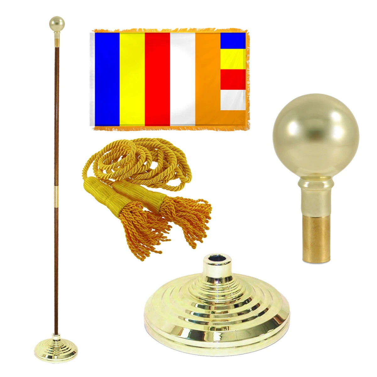 Super Tough 3ft X 5ft Buddhist Indoor Flagpole Kit 1 Super Tough 3ft X 5ft Buddhist Indoor Flagpole Kit