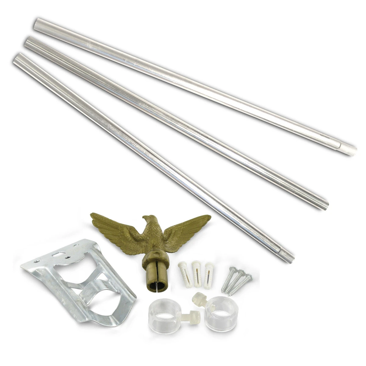 Residential Silver Flagpole Set - Economy Kit 2 Residential Silver Flagpole Set - Economy Kit - Image 2