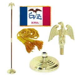 Super Tough Iowa 3ft X 5ft Flag, Flagpole, Base, And Optional Tassel