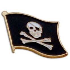 Pirate Flag Lapel Pin - 3/4" X 5/8"