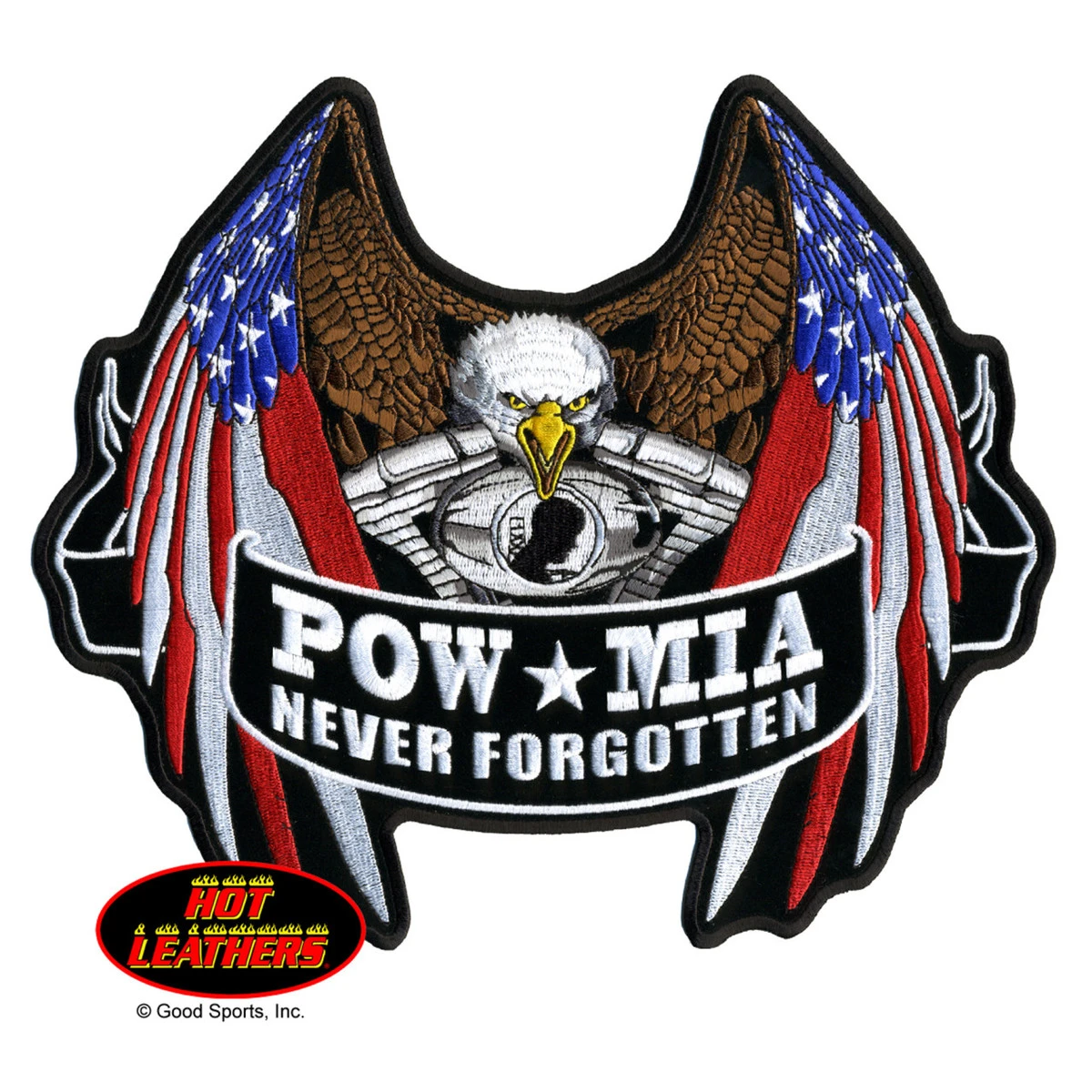 Hot Leathers Patches POW MIA Never Forgotten Flag Eagle Patch 1 Hot Leathers Patches POW MIA Never Forgotten Flag Eagle Patch
