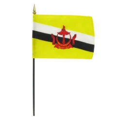 Brunei 4" X 6" Stick Flag