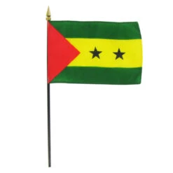 Sao Tome And Principe 4" X 6" Stick Flag