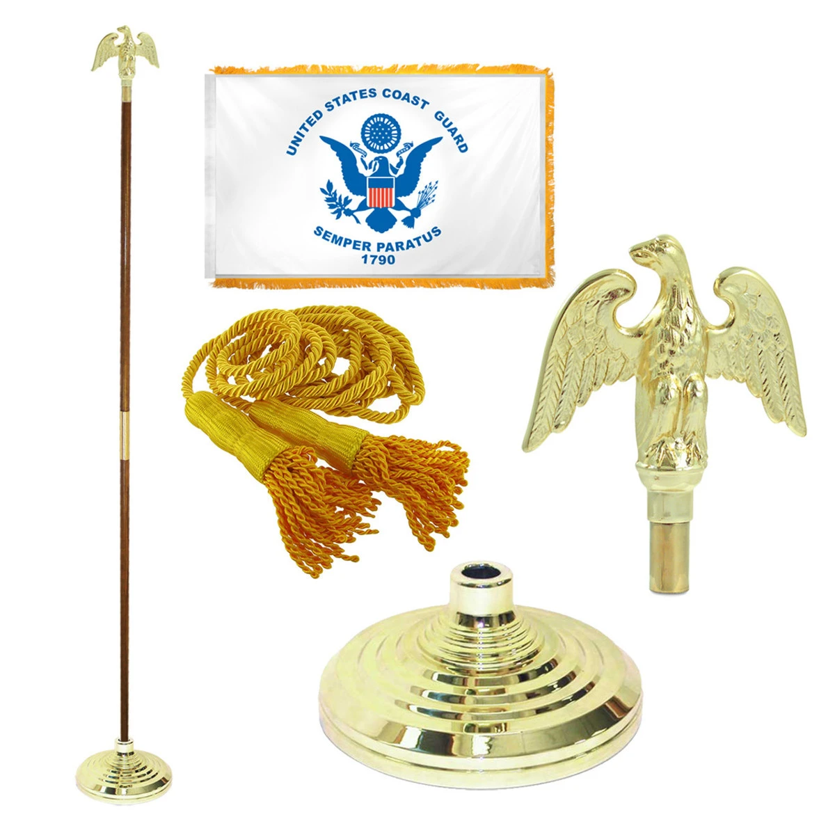 Super Tough Coast Guard 4ft X 6ft Flag, Telescoping Flagpole, Base, And Optional Tassel 1 Super Tough Coast Guard 4ft X 6ft Flag, Telescoping Flagpole, Base, And Optional Tassel