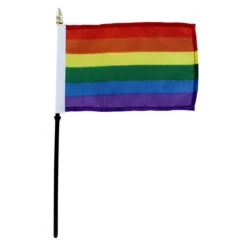 Rainbow 4in X 6in Stick Flag