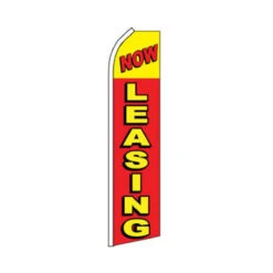 Now Leasing Swooper Flag - Red & Yellow - 11.5ft X 2.5ft