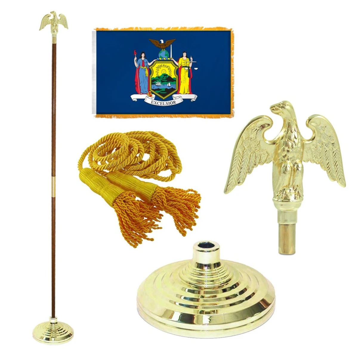 Super Tough New York 4ft X 6ft Flag, Telescoping Flagpole, Base, And Optional Tassel 1 Super Tough New York 4ft X 6ft Flag, Telescoping Flagpole, Base, And Optional Tassel