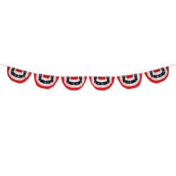 6 Panel Patriotic Pleated Fan Bunting String - 9"