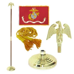Super Tough Marine 4ft X 6ft Flag, Telescoping Flagpole, Base, And Optional Tassel