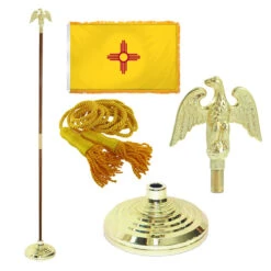 Super Tough New Mexico 3ft X 5ft Flag, Flagpole, Base, And Optional Tassel