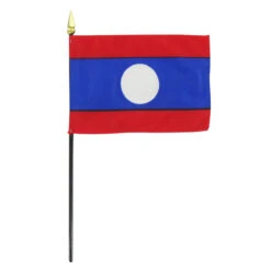 Laos 4" X 6" Stick Flag