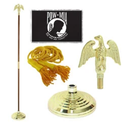 Super Tough POW/MIA 3ft X 5ft Flag, Flagpole, Base, And Optional Tassel