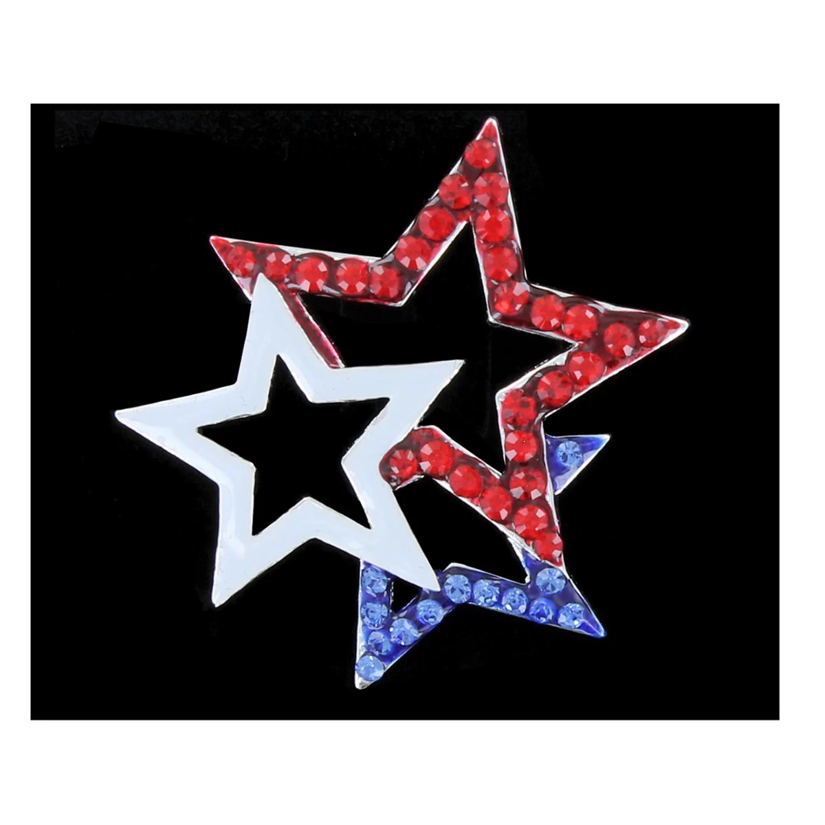 Patriotic Tri-star Pin - 1.5" 1 Patriotic Tri-star Pin - 1.5"