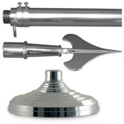Super Tough Silver Indoor Flagpole Kit - 8ft Pole - Army Spear