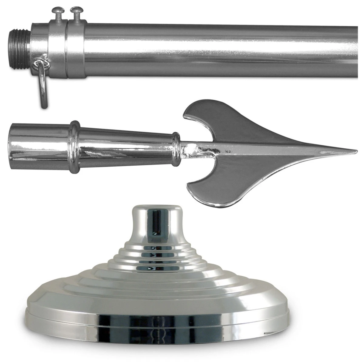 Super Tough Silver Indoor Flagpole Kit - 8ft Pole - Army Spear 1 Super Tough Silver Indoor Flagpole Kit - 8ft Pole - Army Spear