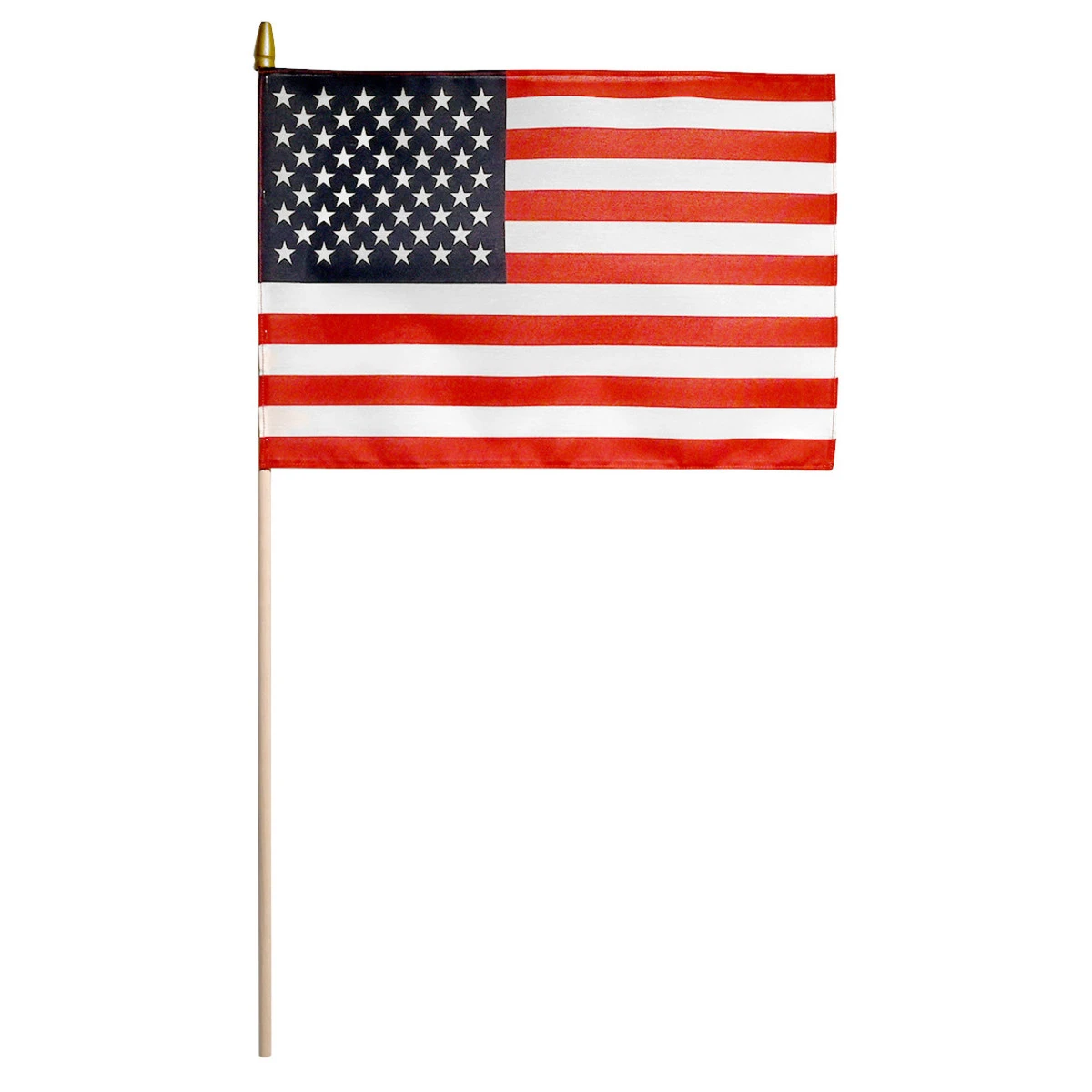 Super Tough US Stick Flag 12"x18" 30" X 3/8" Sewn Edges -US Made 1 Super Tough US Stick Flag 12"x18" 30" X 3/8" Sewn Edges -US Made