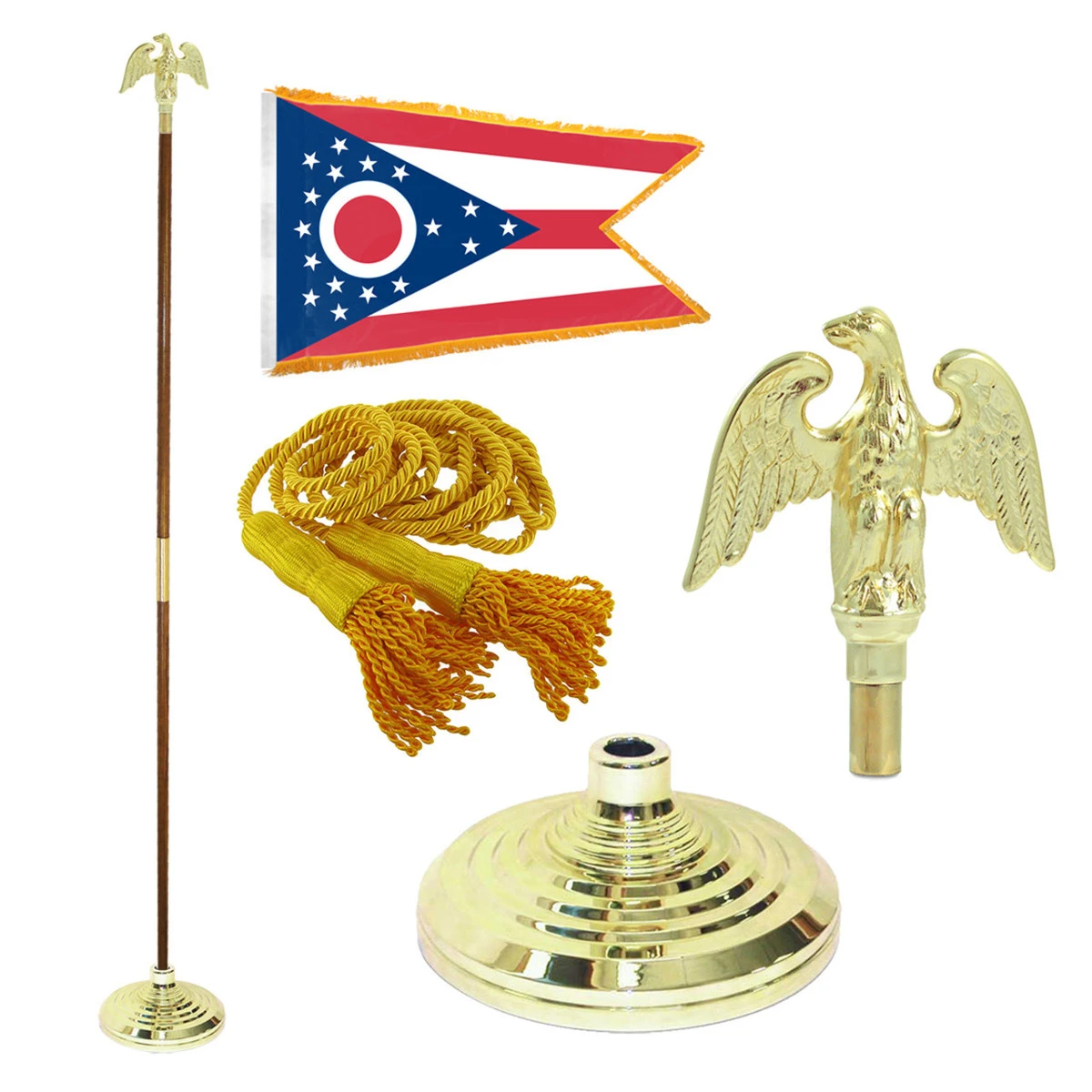 Super Tough Ohio 4ft X 6ft Flag, Telescoping Flagpole, Base, And Optional Tassel 1 Super Tough Ohio 4ft X 6ft Flag, Telescoping Flagpole, Base, And Optional Tassel