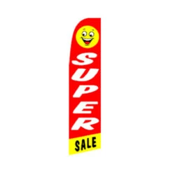 Super Sale Swooper Flag - Happy Face - 11.5ft X 2.5ft