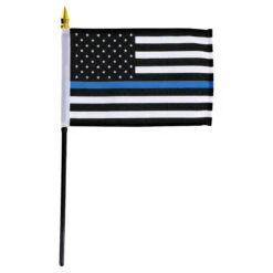 Thin Blue Line American Flag 4in X 6in Stick Flag