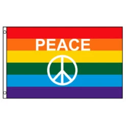 Rainbow Peace Sign Flag 3ft X 5ft Printed Polyester