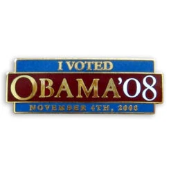 Barack Obama Lapel Pin -I Voted Obama 08 - 1" X 1 3/4 "