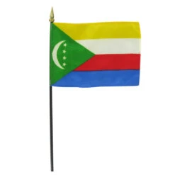Comoros 4" X 6" Stick Flag