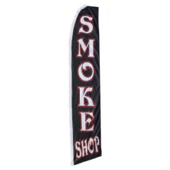 Smoke Shop Swooper Flag - Black - 11.5ft X 2.5ft