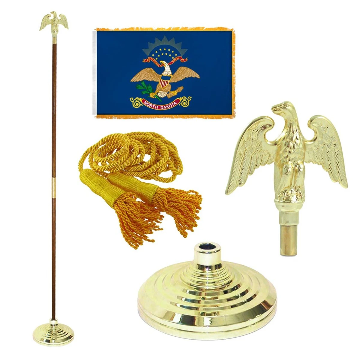 Super Tough North Dakota 4ft X 6ft Flag, Telescoping Flagpole, Base, And Optional Tassel 1 Super Tough North Dakota 4ft X 6ft Flag, Telescoping Flagpole, Base, And Optional Tassel