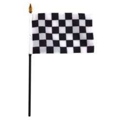 4in X 6in Checkered Stick Flag