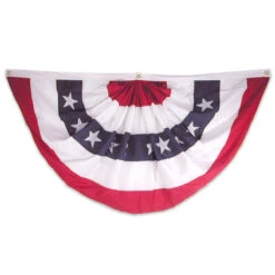 3ft X 6ft USA Sewn Nylon Pleated Fan With Printed Stars