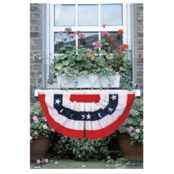 1.5ft X 3ft Printed Polycotton Pleated Fan With Stars - 12in X 18in