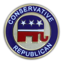 Conservative Republican Round Lapel Pin
