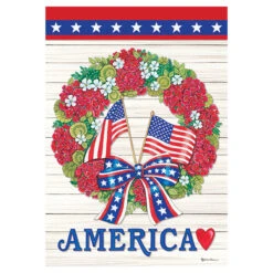 Patriotic Banner Flag - Flag Wreath - 28in X 40in