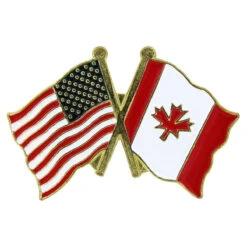 USA Flag(left)/Canada Flag(right) Lapel Pin - Single - 1 1/8" X 3/4"