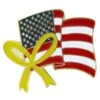 USA Flag Lapel Pin With Ribbon - Single - 1" X 7/8"