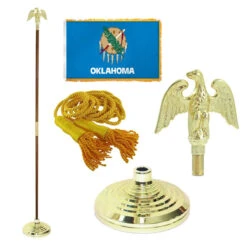 Super Tough Oklahoma 4ft X 6ft Flag, Telescoping Flagpole, Base, And Optional Tassel