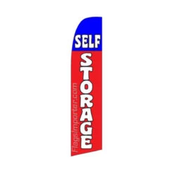Self Storage Swooper Flag - Red & Blue - 11.5ft X 2.5ft