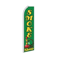 Smoke Shop Swooper Flag - Green - 11.5ft X 2.5ft