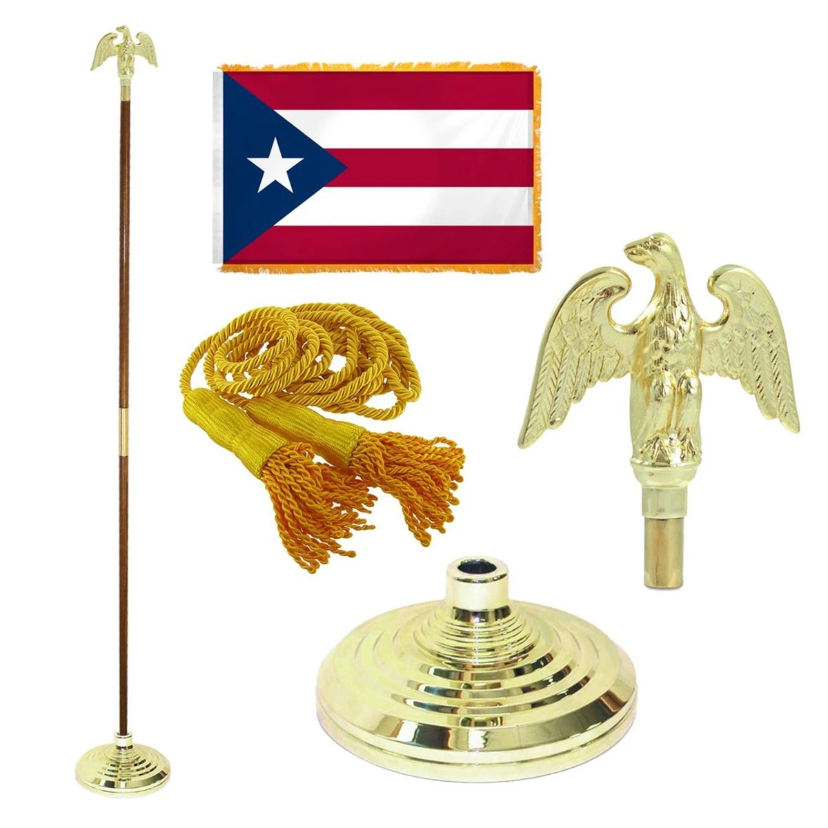 Super Tough Puerto Rico 4ft X 6ft Flag, Telescoping Flagpole, Base, And Optional Tassel 1 Super Tough Puerto Rico 4ft X 6ft Flag, Telescoping Flagpole, Base, And Optional Tassel
