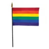 Rainbow 4x6 Inch Empire Brand Stick Flag With Gilt Spear