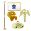 Super Tough Massachusetts 3ft X 5ft Flag, Flagpole, Base, And Optional Tassel