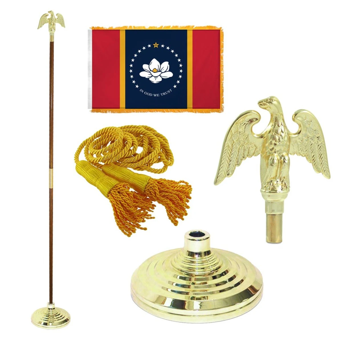 Super Tough Mississippi 4ft X 6ft Flag, Telescoping Flagpole, Base, And Optional Tassel 1 Super Tough Mississippi 4ft X 6ft Flag, Telescoping Flagpole, Base, And Optional Tassel