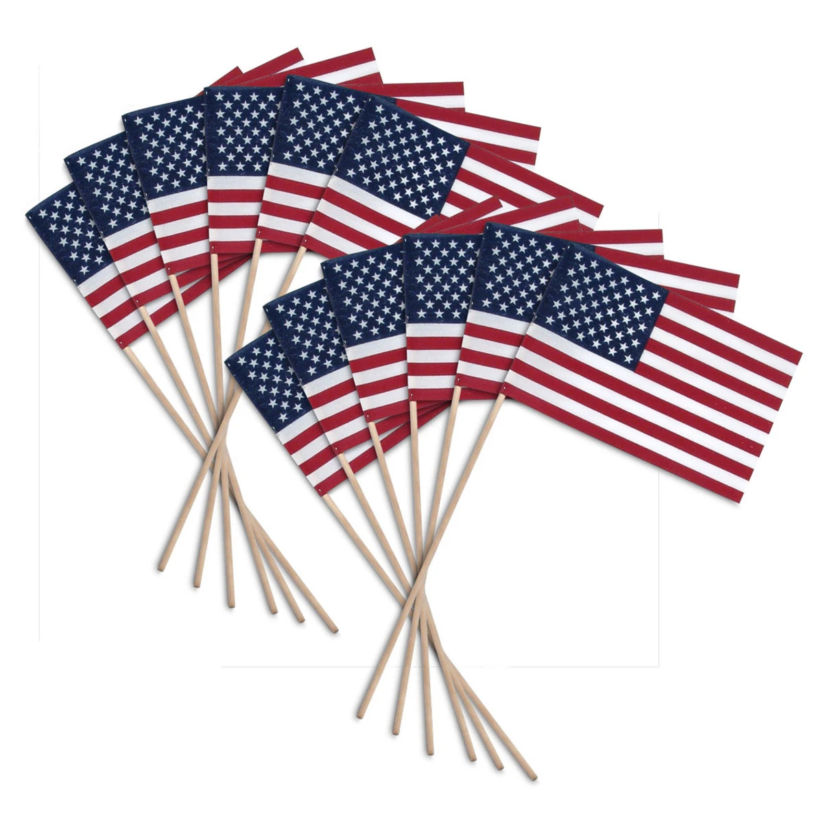 Super Tough US Stick Flag 8" X 12" Economy - Wood Stick - No Spear Tip - 12 PK 1 Super Tough US Stick Flag 8" X 12" Economy - Wood Stick - No Spear Tip - 12 PK