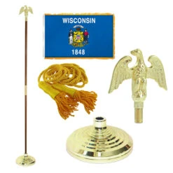 Super Tough Wisconsin 3ft X 5ft Flag, Flagpole, Base, And Optional Tassel