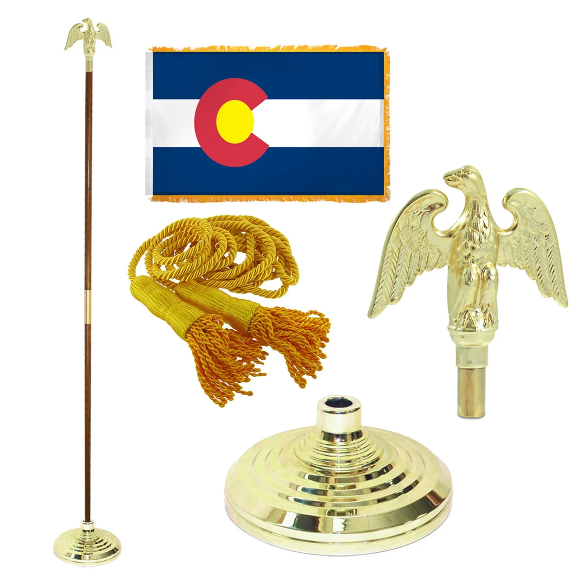 Super Tough Colorado 3ft X 5ft Flag, Flagpole, Base, And Optional Tassel 1 Super Tough Colorado 3ft X 5ft Flag, Flagpole, Base, And Optional Tassel